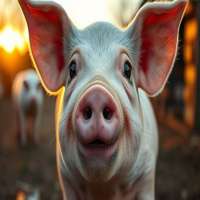 Pig with human eyes talks and makes faces