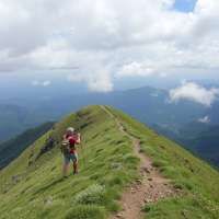Me trekking a hill to the top