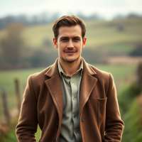 man%2C  about 30%E2%80%9335 years old%2C attractive and natural-looking%2C dressed in this British country outfitThe color palette is restrained%3A olive%2C brown%2C grey%2C beige.
