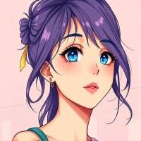 crie um desnho animado de uma mulher jovem em estilo anime realista com  tra%C3%A7os suave cores vibrantes